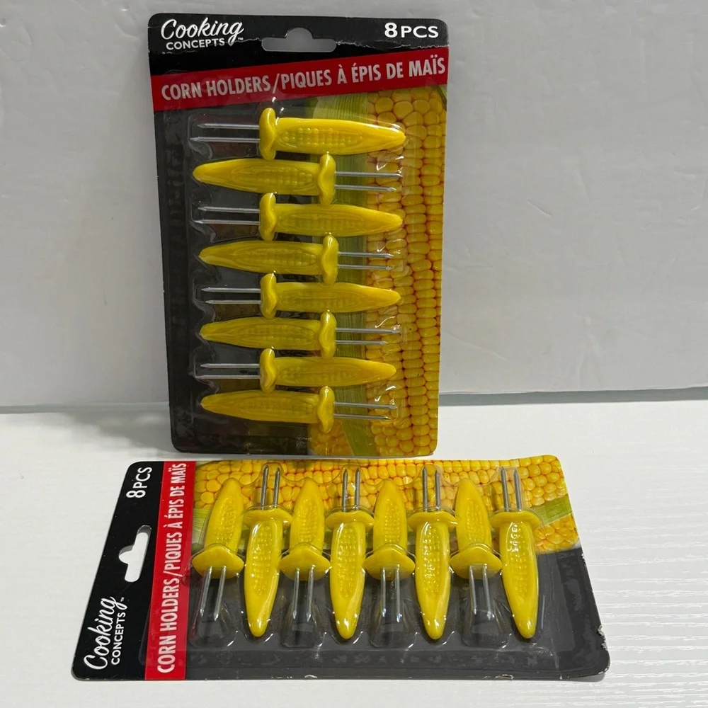 Cooking Concepts 8-Piece Corn 🌽 Holders Set – Durable Yellow Handles